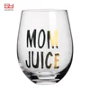 Stemless wine glass cup frosted letter decal handblown manufacturing clear home decor