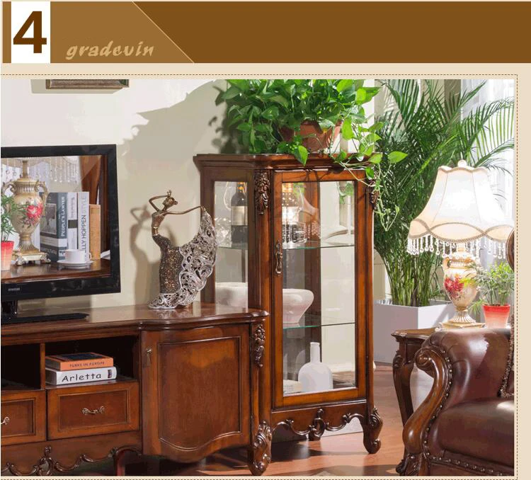 Antique High Living Room Wooden furniture lcd TV Stand set 10285