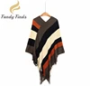 Chinese Factory Wholesale Wide Stripe Pullover Women Knitted Poncho