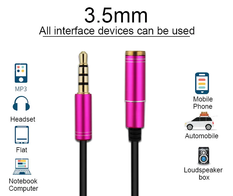Bulk High End Black Blue Silver 3.5mm Audio Cable Male to Female Adapter Jack Extention Car Aux Stereo Audio Cable for ps4/mp3 - ANKUX.COM