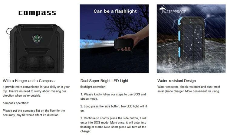 Hot selling waterproof mobile charger 10000mah power solar battery bank - ANKUX.COM