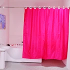 Solid Color Rose Red Custom Printed Polyester Waterproof Hookless Shower Curtain