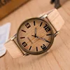 Free shipping fashion new trends bracelet folding Antique wooden leather watch WWM01