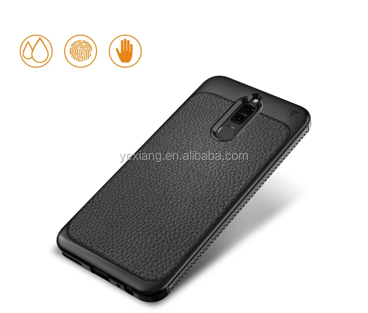 Cell Phone Lichi Leather Shockproof TPU Soft Case For Huawei Mate 10 Lite Mobile Phone Cover