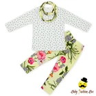 66TQZ421 Yihong Newborn Infant Baby Girls Clothes Set long sleeve Tops+Pant+Scarf Outfits Set Boutique Clothing Baby Girl Set