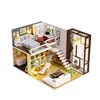 Wooden handmade dollhouse miniature furniture diy kit+3d diy handmade assembled dollhouse puzzle supplies