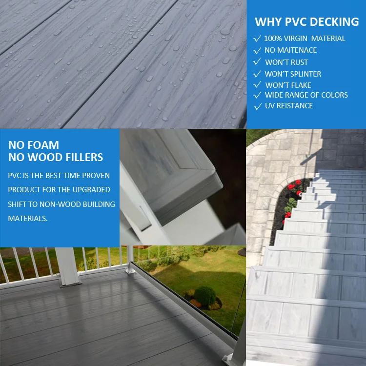 Fentech Cheap garden  Plastic PVC Vinyl decking boards