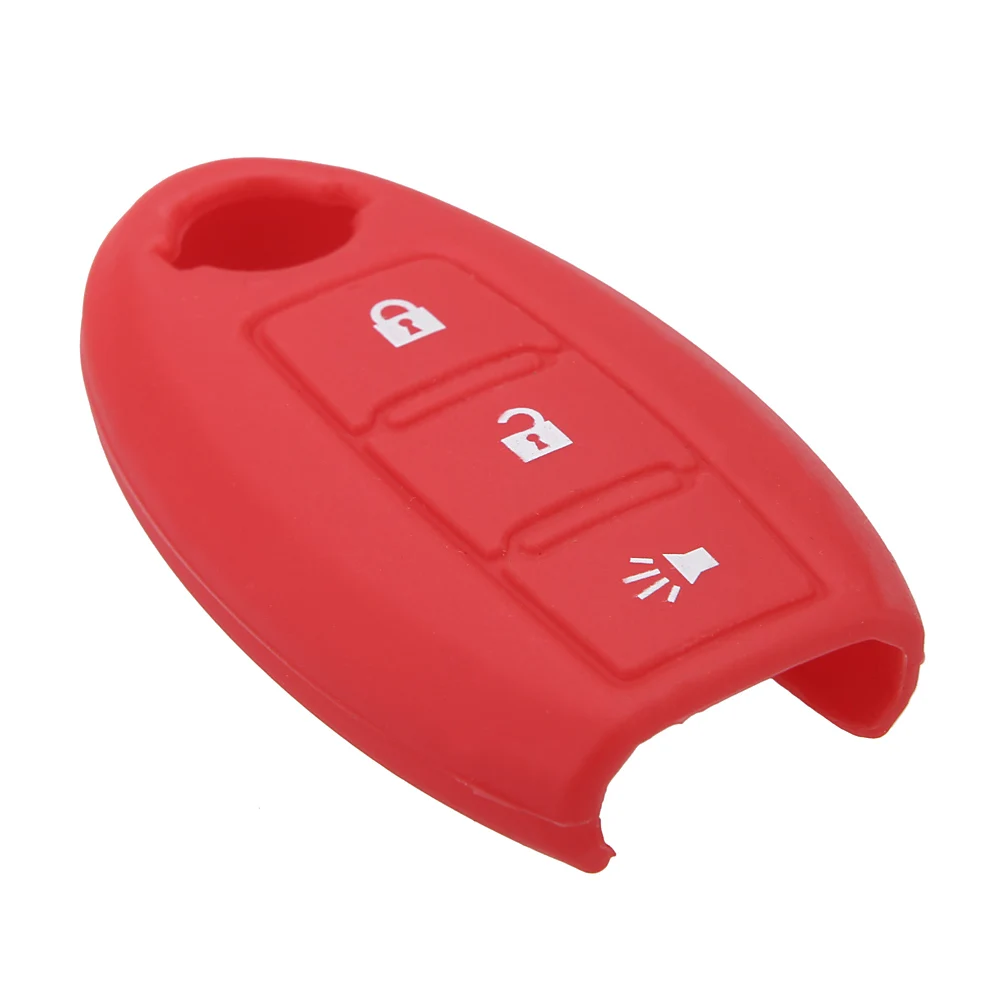 Car Auto Silicone Skin Remote Car Key Fob Keyless Car Key Shell Holder for Nissan 3 Buttons Uncut Blade Car Cover Case 4 Colors