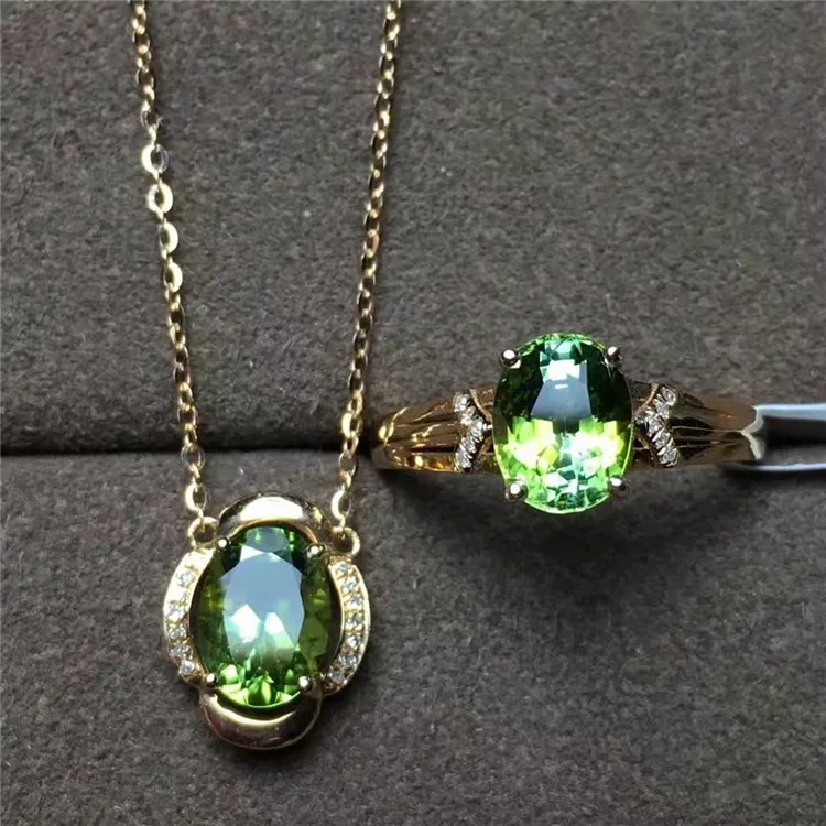 newest women gemstone jewelry with diamond wholesale 18k gold natural green tourmaline pendant necklace ring set
newest women gemstone jewelry with diamond wholesale 18k gold natural green tourmaline pendant necklace ring set