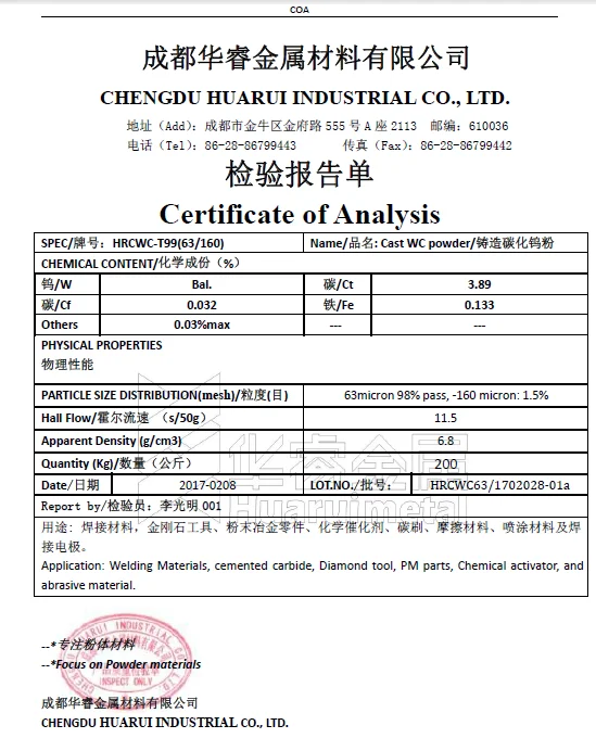 fused tungsten carbide powder