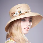Strict quality supervision customize fashional sun hat paper straw lady hat with flower decoration