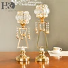 H&D 2pcs Luxury Style Gold Crystal Candlesticks Metal And Crystal Lantern Shape Adornment Home Table Decorative Centerpiece
