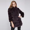 New Jtfur Winter Warm Women Fox Fur Jacket Overcoat Real Rex Rabbit Fur Coat