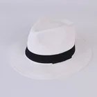 Fashion trends summer 2017sun beach cool fedora paper wide brim straw white church hats with leather for men and women