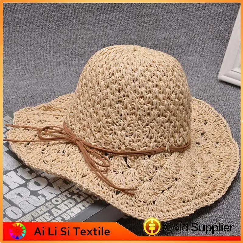 2017 summer simple beach paper straw hat for beautiful girl