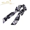 Bow hair ring chiffon floral bow tie fashion ladies hair scarf