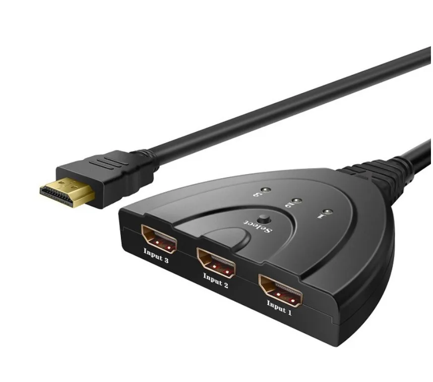 3x1 Auto Switch 3 Port HDMI Switcher 3-In 1-Out With button switch Converter 1 in 3 out Cable - ANKUX.COM