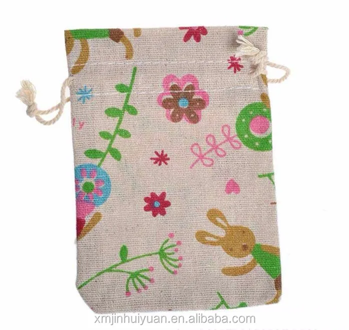 design printed sachet scented drawstring cotton gift pouch bag