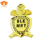 New Design Products Antique Stamping Zinc Alloy Shield Security Gold Badge Pin Lapel With Box