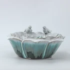 Flower shape garden ornament ceramic pet cage supplies food bowl bird cage decoration feeders