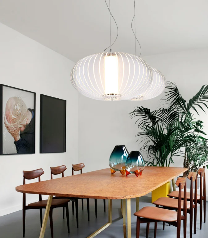 zhongshan dining room cafe Minimalist metal pendant lighting white round chandeliers