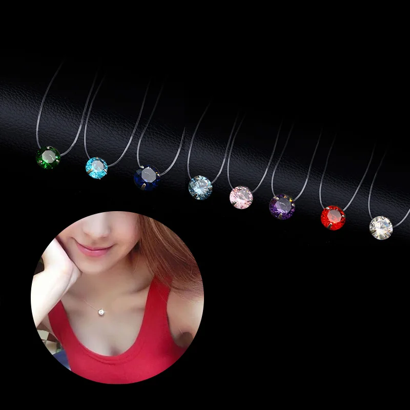 8mm Round CZ Collar Choker Necklace Invisible Transparent Elastic Expander Fishing Line Crystal Silver Pendant for Women
8mm Round CZ Collar Choker Necklace Invisible Transparent Elastic Expander Fishing Line Crystal Silver Pendant for Women