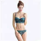 Women Sexy Lace Bra and Panty Set Soft Thin Cup with Bow Push Up Bra Ladies Underwear Sets