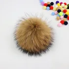 Full 10cm Underfur Diameter Size Real Raccoon Fur Balls for Hats Keychains