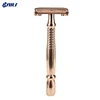Classic manual double edge safety shaving razor women wet shaver rose gold with stand and blade manufacturer
