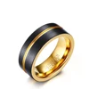 Fashion Design Men Jewelry Gold Black Plating 8mm Matte Finish Tungsten Steel Ring For Man