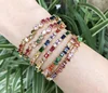 Wholesale gold plated recyclable bangle colorful rainbow zircon women gold plated bracelet