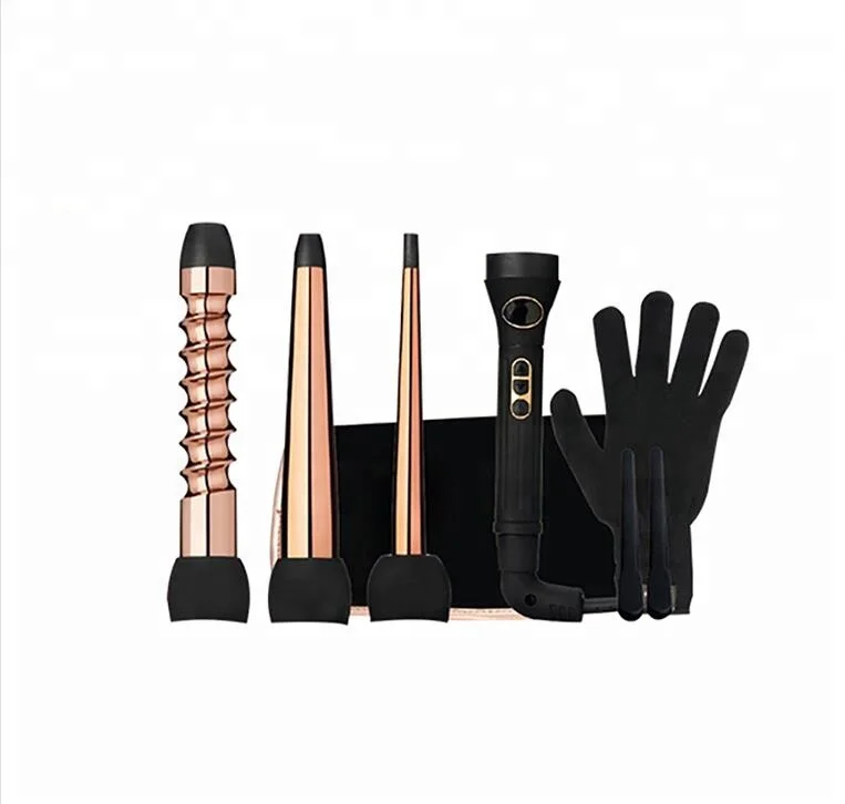 Gold-titanium Hair Curler interchangeable barrel LCD display multi-in-1 hair crimper with Gold glittering
Gold-titanium Hair Curler interchangeable barrel LCD display multi-in-1 hair crimper with Gold glittering