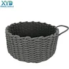 Collapsible round hamper basket for Christmas gifts woven cotton rope basket with lid
