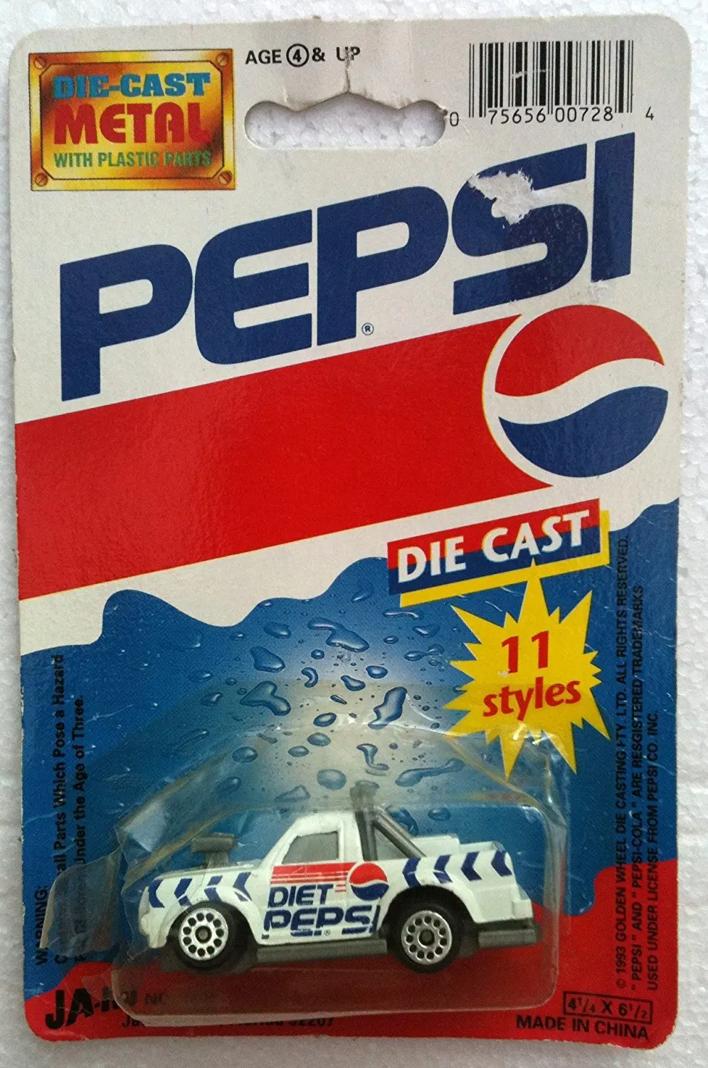 diet pepsi diecast pepsi-cola pickup truck (1993)  8.75