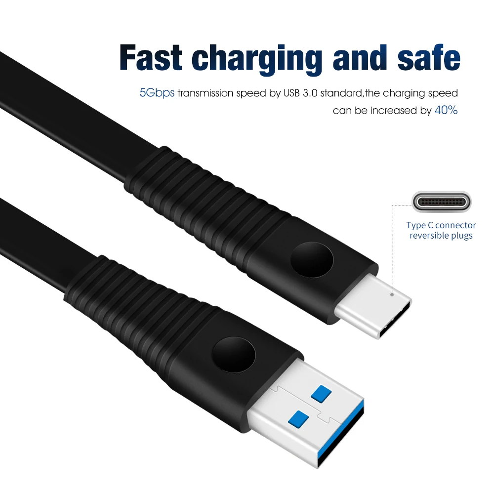 Big discounts stock wholesale Noodle type flat usb c to 3.0A magnetic charging cable - ANKUX.COM
