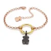 Fine Quality Latest Stainless Steel Bear Charm Fashion Cheap Rose Gold Chain Link Bracelet