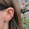 100% 925 sterling silver colorful cz bar circle geometric multi pierced fashion Chic multi color cz earring