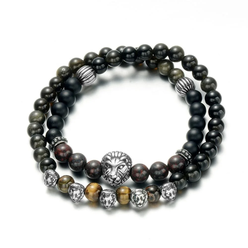 REAMOR Stainless Steel Beads New Jewelry Fashion Natural Beads Stone Lion Bracelets Custom Handmade Bracelet for Mens
REAMOR Stainless Steel Beads New Jewelry Fashion Natural Beads Stone Lion Bracelets Custom Handmade Bracelet for Mens