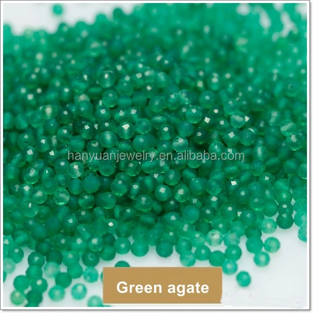 loose 2.5mm faceted natural green agate beads with hole