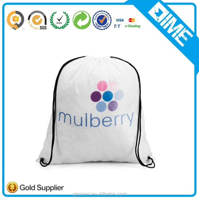 custom printed polyester black drawstring bags personalized