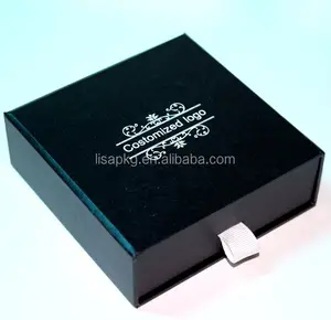 luxury custom embossed gift box with silver foil hot stamping
