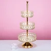 3 Tier multi-layer metal crystal round gold cupcake beaded cake stand plate for wedding Fruit Tray dessert table silver party