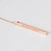Trendy long chain necklace rose gold engraved bar custom necklace