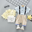 High quality cotton kid boy t shirt baby suspenders pants clothing 2019 boutique