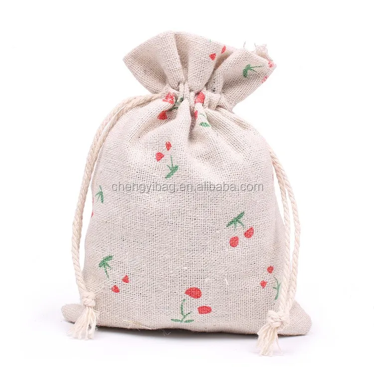 cheap recyclable linen jute gift drawstring pouch