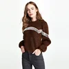 Autumn wholesale crew neck pullover long sleeves fringe varsity sweaters