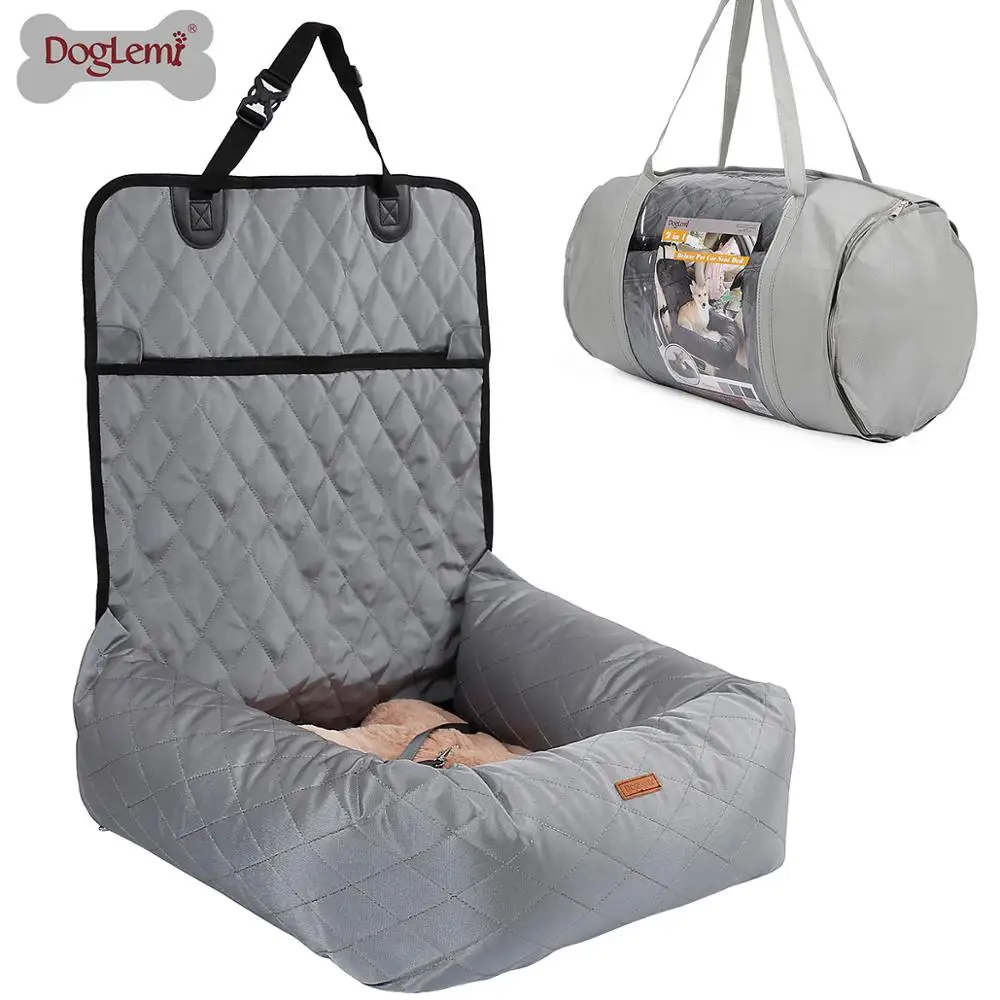 

DogLemi Luxury Comfort Pet Booster Car Seat Waterproof Hammock Bed Design Dog Car Booster Seat, Black, grey, beige