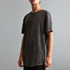 Wholesale Short Sleeve Acid Washed Streetwear Oversized T Shirt Black T Shirt With Eyelets