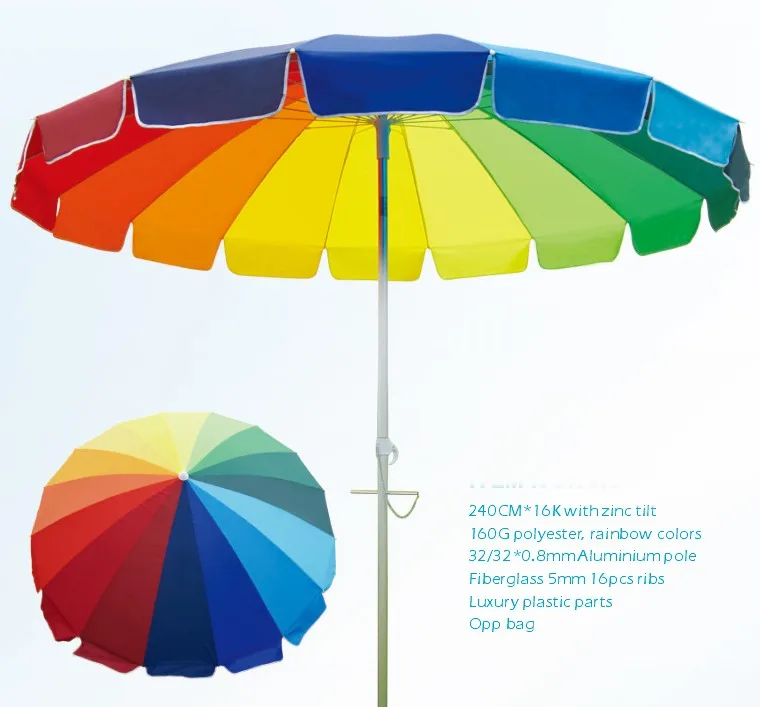 Hot Selling 2.4m 16panels Rainbow Color Polyester Waterproof Garden