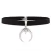 YAMU Fashion horn pendant necklace Simple velvet black gothic handmade Choker necklace for women N4976